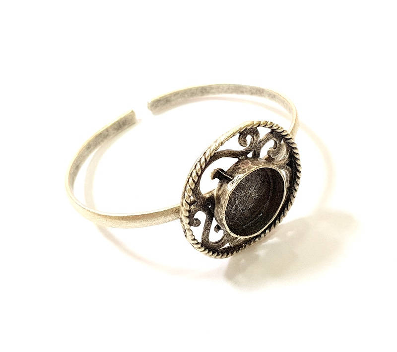 Silver Bracelet Blanks Bangle Blanks Cuff Blanks Adjustable Bracelet Blank Antique Silver Plated Brass ( 16mm Blanks ) G7732