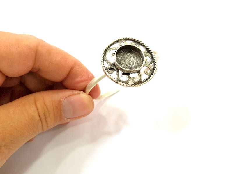 Silver Bracelet Blanks Bangle Blanks Cuff Blanks Adjustable Bracelet Blank Antique Silver Plated Brass ( 16mm Blanks ) G7732