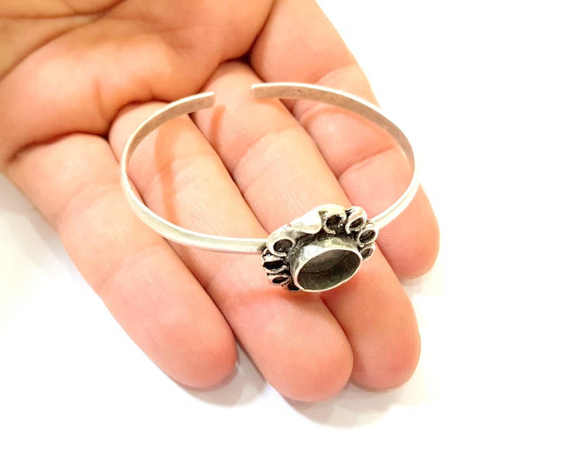 Silver Bracelet Blanks Bangle Blanks Cuff Blanks Adjustable Bracelet Blank Antique Silver Plated Brass ( 10mm Blanks ) G7733