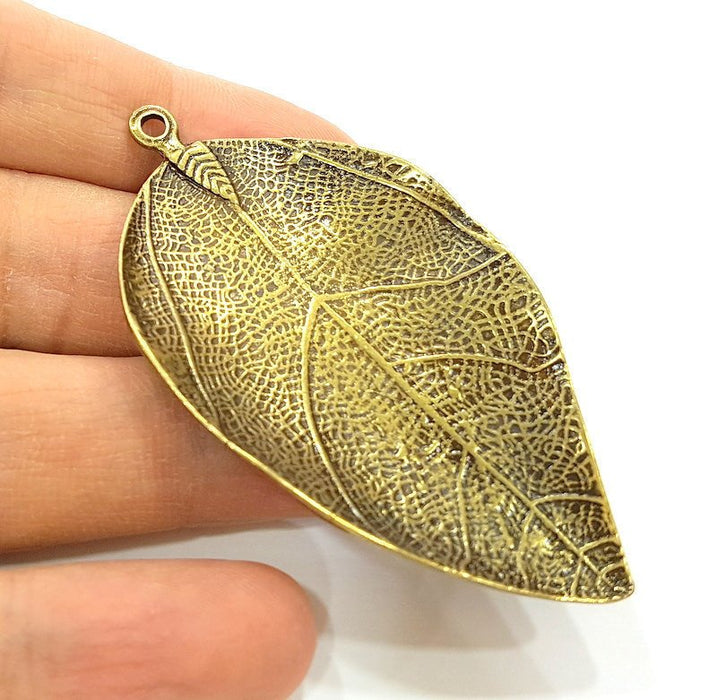 Antique Bronze Pendant Antique Bronze Leaf Pendant (69x39mm) G7167