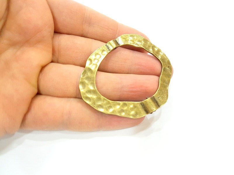 2 Antique Bronze Pendant Antique Bronze Circle Round Pendant  (61x52mm) G7171