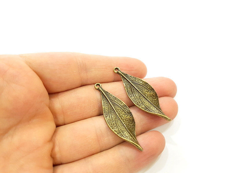 4 Leaf Charm Antique Bronze Charm Antique Bronze Plated Metal  (45x15mm) G7174