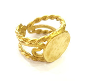 Raw Brass Ring Blank Bezel Settings Cabochon Base Mountings Adjustable (15mm blank ) G15621