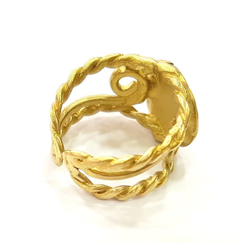 Raw Brass Ring Blank Bezel Settings Cabochon Base Mountings Adjustable (15mm blank ) G15621