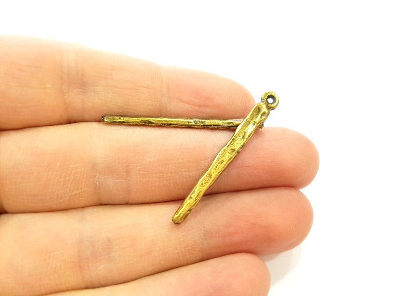 8 Antique Bronze Pendant Charms (40x4mm) G7177