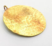 Hammered Round Pendant  (35mm)  Antique Raw  Brass   G9223