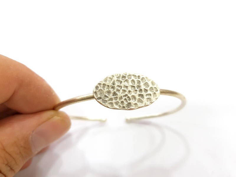 Adjustable Bracelet Blank Findings (25x18mm  Blank) , Antique Silver Plated Brass G5789