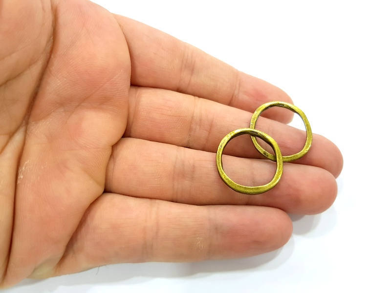 10 Pcs Antique Bronze Circle Connector Pendant (22mm) G7745