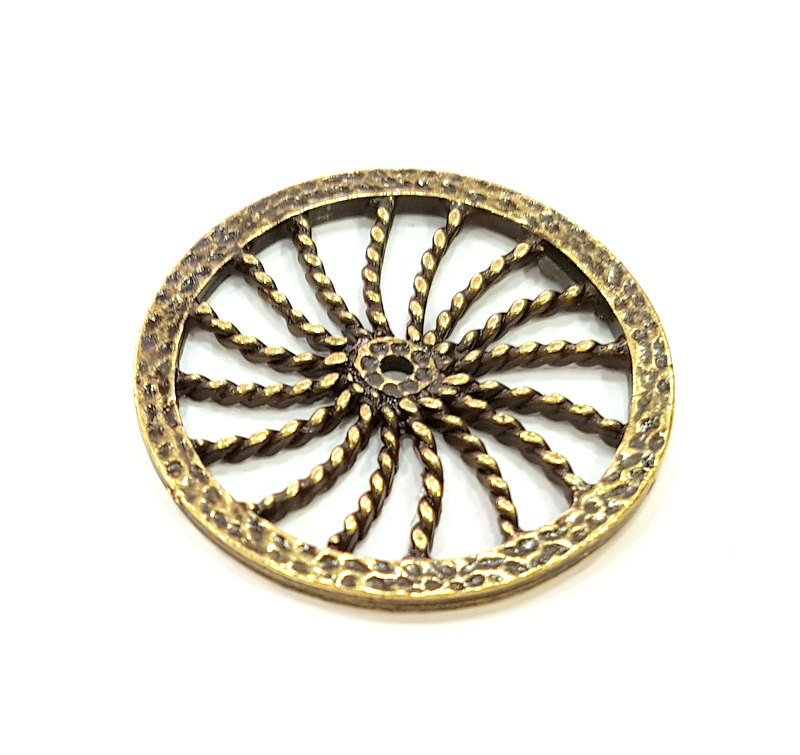 2 Antique Bronze Pendant Antique Bronze Medallion Pendant (33mm) G7201