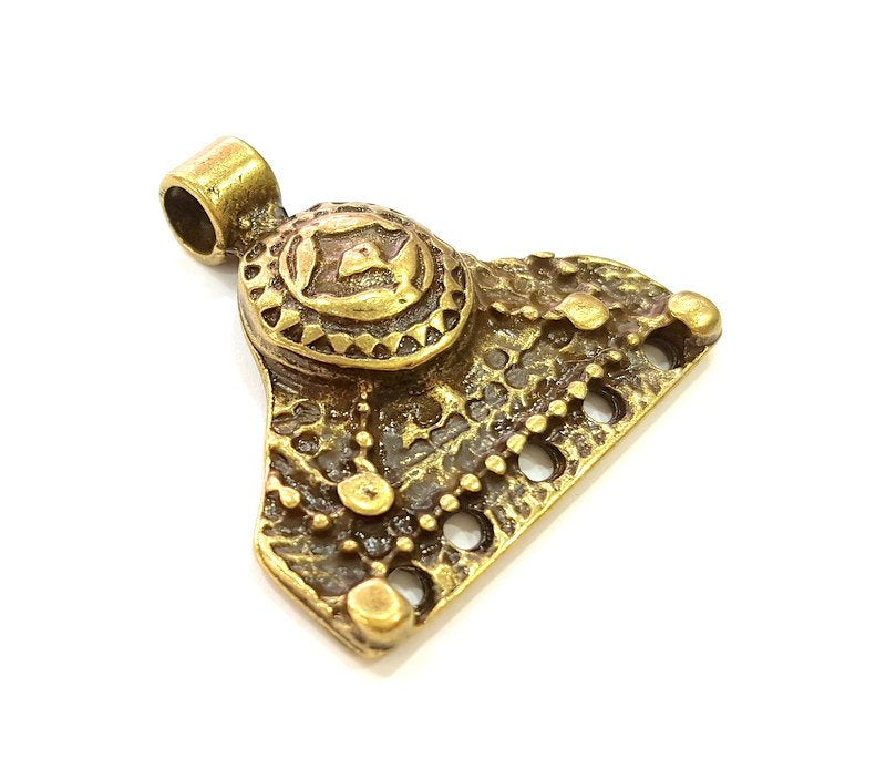 2 Tribal Pendant Ethnic Pendant Antique Bronze Pendant (35x33mm) G7205
