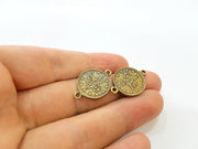 8 Antique Bronze Charms Connector Ottoman Coin Signature Charms (18mm) G7207