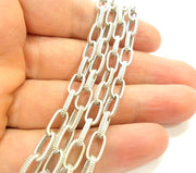 Silver Chain Antique Silver Plated Chain  1 Meter - 3.3 Feet (11x7 mm) G9560
