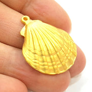 2 Oyster Charms Shell Charm Mussel Charms Sea Ocean Gold Pendant Gold Plated Shell Pendant (33x26mm)  G7212