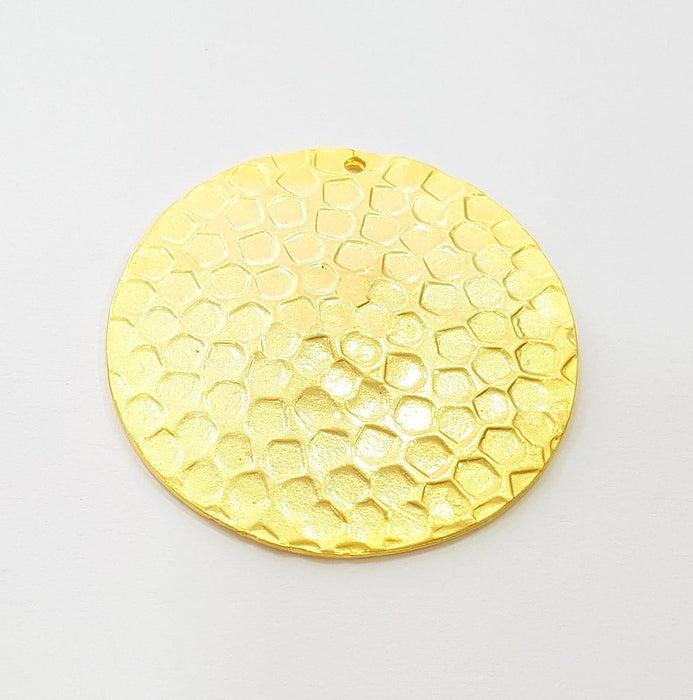 Gold Pendant Gold Plated Hammered Pendant (39mm)  G7223
