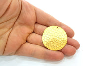 Gold Pendant Gold Plated Hammered Pendant (39mm)  G7223