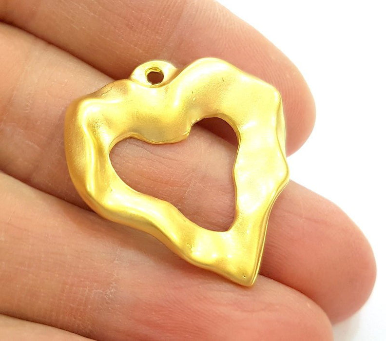 2 Gold Pendant Gold Plated Heart Pendant (33x30mm)  G7230