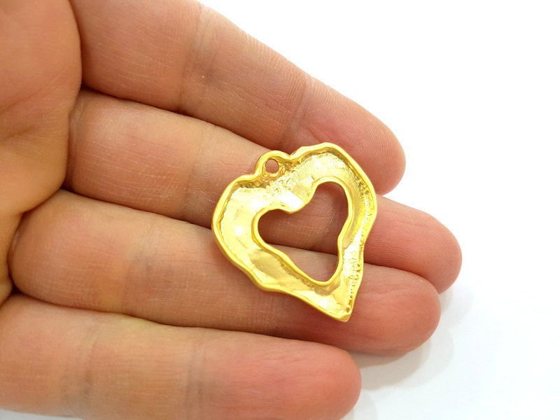 2 Gold Pendant Gold Plated Heart Pendant (33x30mm)  G7230