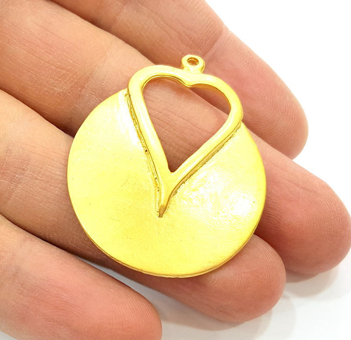 2 Heart Charms Gold Plated Charms (43x35mm)  G10806