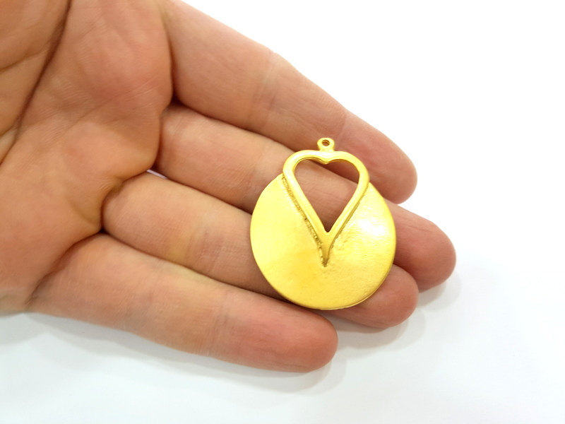 2 Heart Charms Gold Plated Charms (43x35mm)  G10806