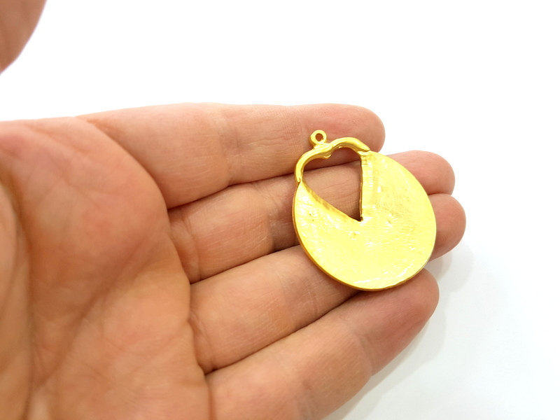 2 Heart Charms Gold Plated Charms (43x35mm)  G10806