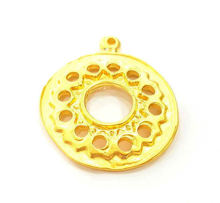 2 Gold Round Charms Gold Plated Charms (28mm)  G7233