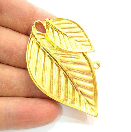 Gold Pendant Gold Plated Leaf Pendant (62x39mm)  G7239