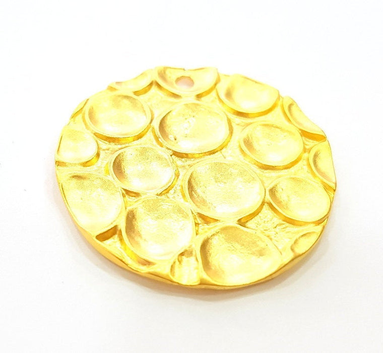 Mottled Round Charms Matt Gold Plated Charms (36mm)  G7245