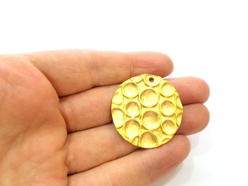Mottled Round Charms Matt Gold Plated Charms (36mm)  G7245