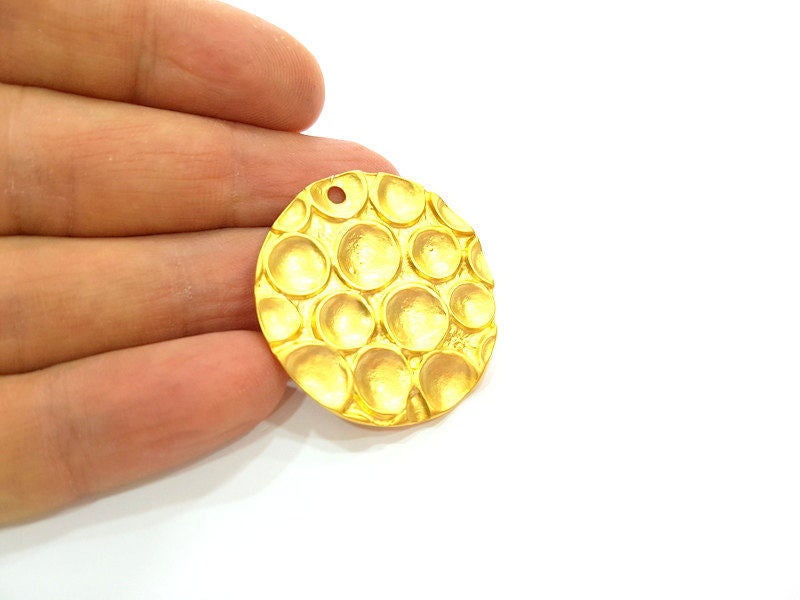 Mottled Round Charms Matt Gold Plated Charms (36mm)  G7245