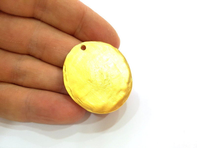 Mottled Round Charms Matt Gold Plated Charms (36mm)  G7245