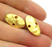 4 Gold Oval Connector Charm Gold Plated Charms (21x11mm)  G7248