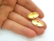 4 Gold Oval Connector Charm Gold Plated Charms (21x11mm)  G7248