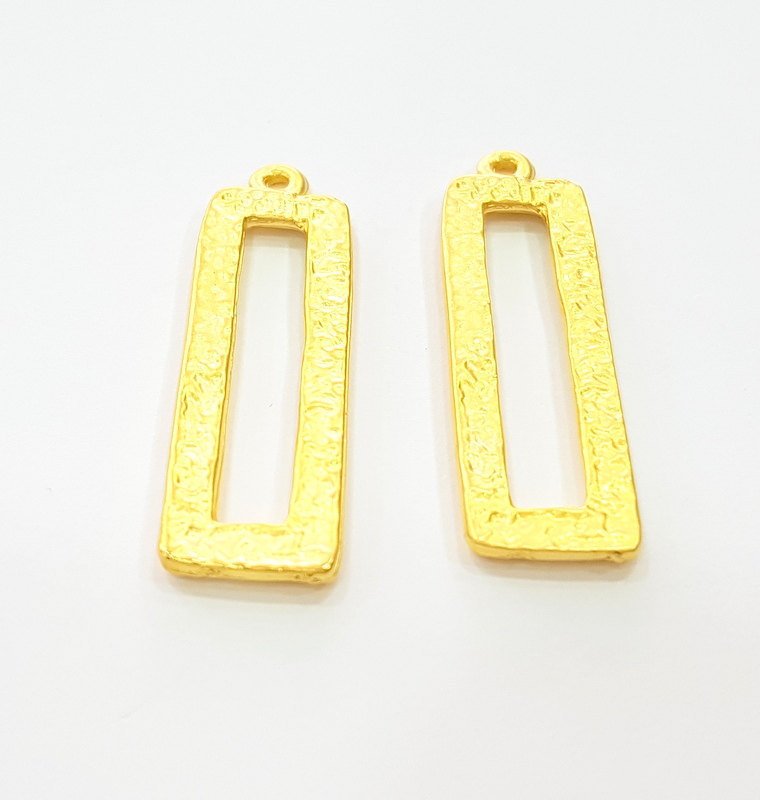 2 Gold Pendant Gold Plated Pendant (38x11mm)  G7249