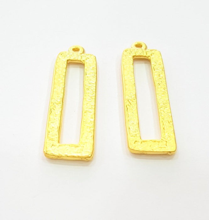 2 Gold Pendant Gold Plated Pendant (38x11mm)  G7249