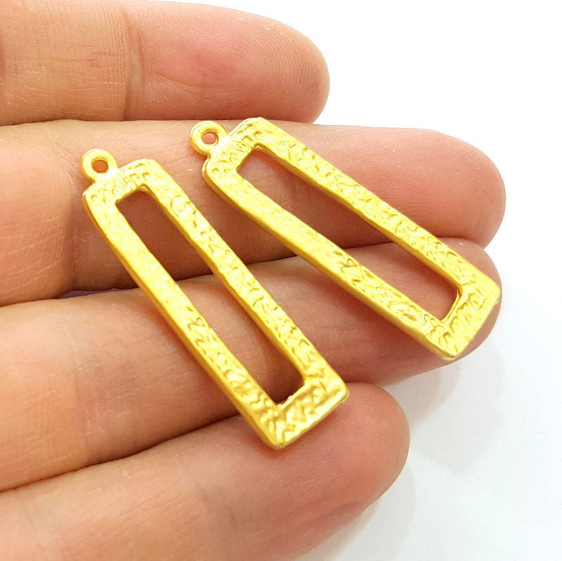 2 Gold Pendant Gold Plated Pendant (38x11mm)  G7249