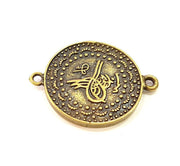 2 Antique Bronze Charms Ottoman Coin Signature Charms (28mm) G7254