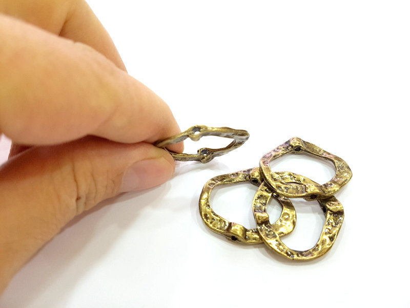 4 Antique Bronze Pendant Antique Bronze Connector (30x27mm) G7256