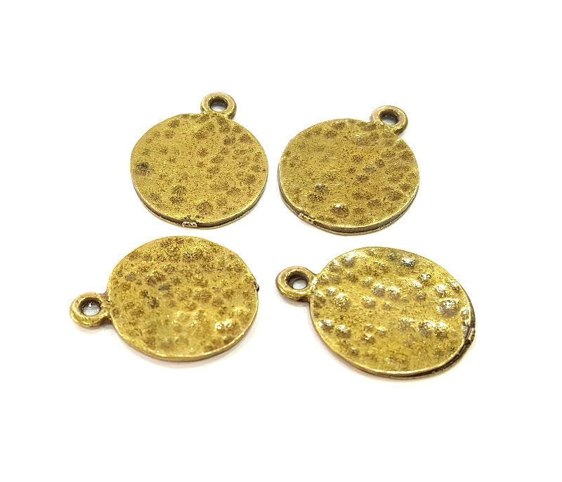 10 Antique Bronze Charms Hammered Coin Charms (15mm) G7257