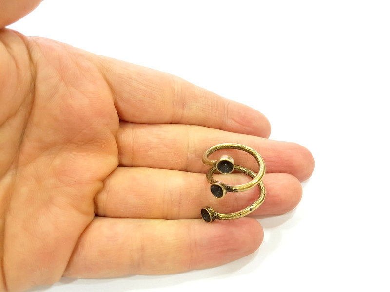 Antique Bronze Ring Blank Base Bezel Settings Cabochon Base Mountings Adjustable  (5mm blank ) Antique Bronze Plated Brass G7258