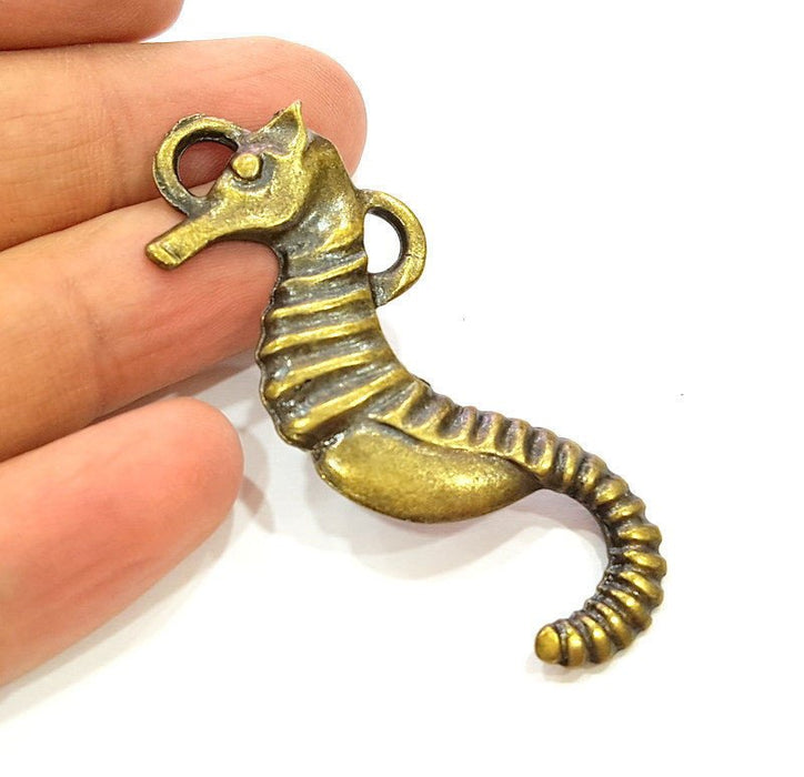 2 Antique Bronze Pendant Antique Bronze Sea horse Pendant (62x24mm) G7261