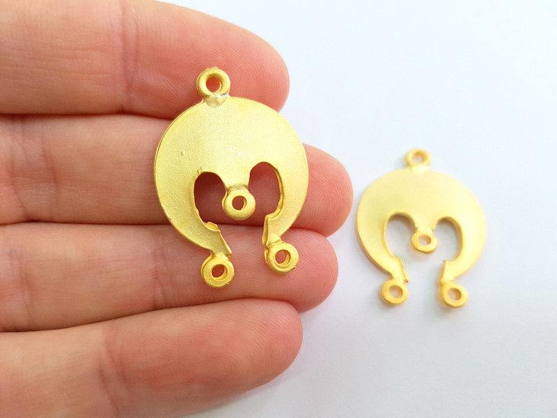 2 Gold Pendant Gold Plated Connector Pendant (31x22mm)  G7263