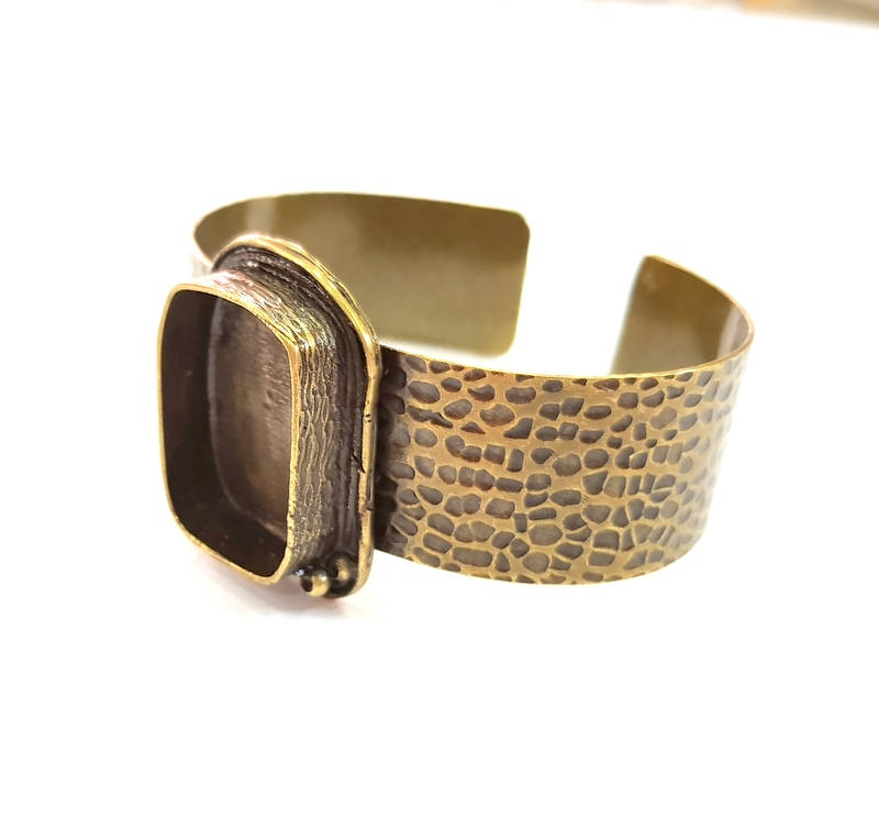 Hammered Bracelet Blanks Bangle Blanks Cuff Blanks Adjustable Bracelet Blank Antique Bronze Plated Brass (25x18mm Blanks) G7763