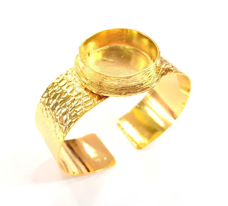 Gold Bangle Blanks Bracelet Blanks Hammered Cuff Blanks Adjustable Bracelet Blank Gold Plated Brass (24mm Blanks ) G7765