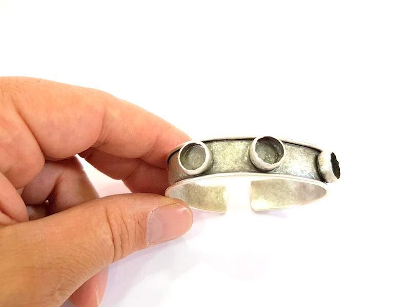 Bracelet Blanks Bangle Blanks Cuff Blanks Adjustable Bracelet Blank Antique Silver Plated Brass ( 10mm Blanks ) G7767