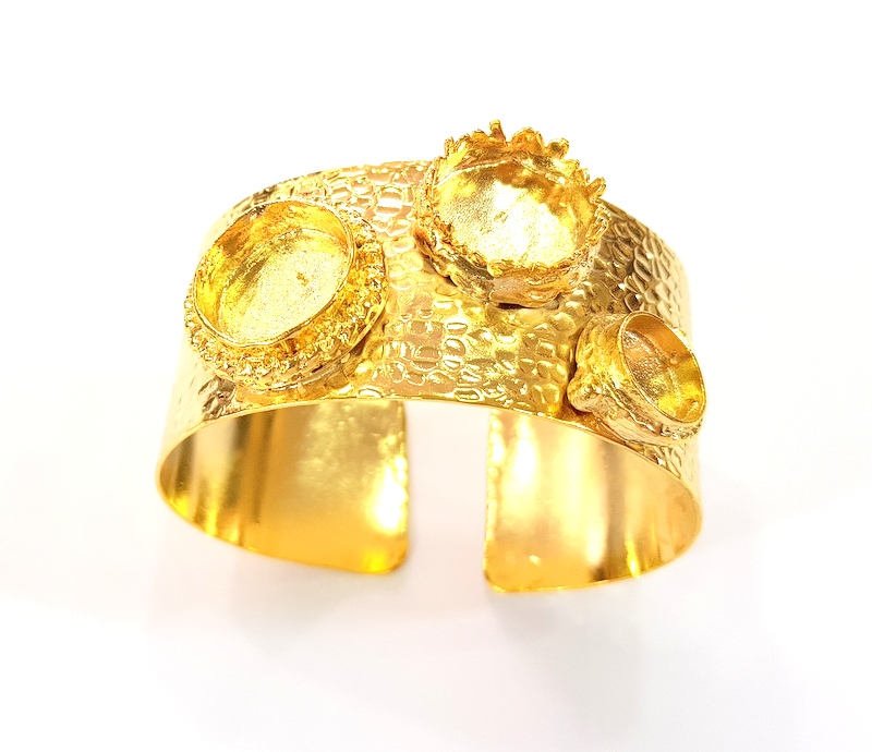 Gold Bangle Blanks Bracelet Blanks Hammered Cuff Blanks Adjustable Bracelet Blank Gold Plated Brass (16mm,16mm,10mm Blanks) G7768