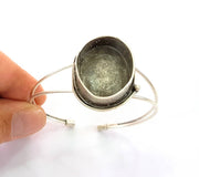 Bracelet Blanks Bangle Blanks Cuff Blanks Adjustable Bracelet Blank Antique Silver Plated Brass ( 29x21mm Blanks ) G7771