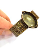 Hammered Bracelet Blanks Bangle Blanks Cuff Blanks Adjustable Bracelet Blank Antique Bronze Plated Brass (30x22mm Blanks) G8845