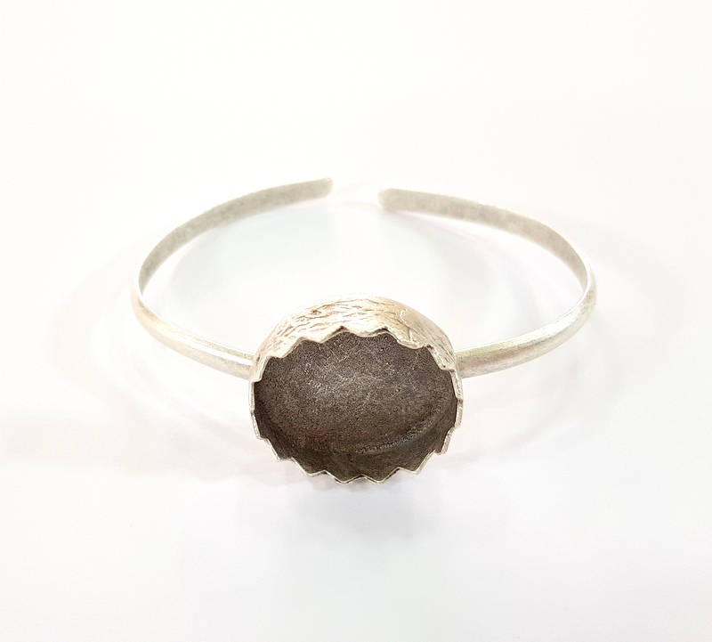 Silver Bracelet Blanks Bangle Blanks Cuff Blanks Adjustable Bracelet Blank Antique Silver Plated Brass ( 24mm Blanks ) G7774