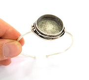 Silver Bracelet Blanks Bangle Blanks Cuff Blanks Adjustable Bracelet Blank Antique Silver Plated Brass ( 24mm Blanks ) G9555