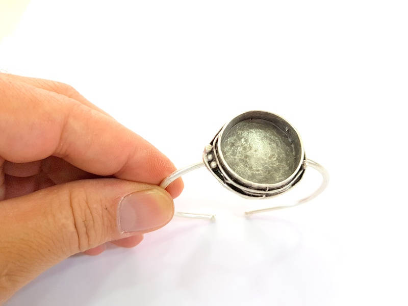 Silver Bracelet Blanks Bangle Blanks Cuff Blanks Adjustable Bracelet Blank Antique Silver Plated Brass ( 24mm Blanks ) G9555